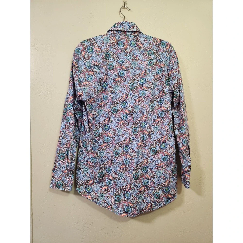 Alan Flusser Paisley Button Down Shirt Mens Size M Long‎ Sleeve Business Work